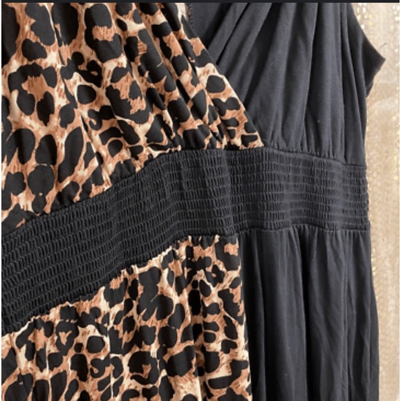 Lascana Venus half Animal Print half Black Maxi Criss Cross Bust & Elastic Waist - Picture 6 of 11